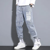 Men Graffiti Print Hip Hop Style Harem Denim Pants