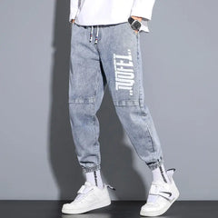 Men Graffiti Print Hip Hop Style Harem Denim Pants