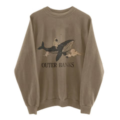 Retro Oversized Whale Printed Hoodie For Women Sweatshirt Casual Pullover