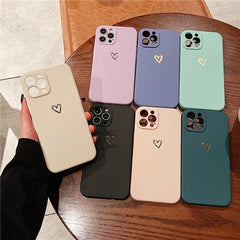 Candy Color Love Heart Pattern Phone Case For iPhone Soft Silicon Cover