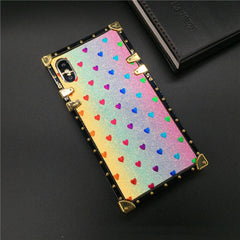 Luxury Square Case for iPhone Fashion Heart Glitter Bee Cover Phone
