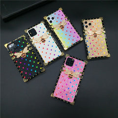 Luxury Square Case for iPhone Fashion Heart Glitter Bee Cover Phone