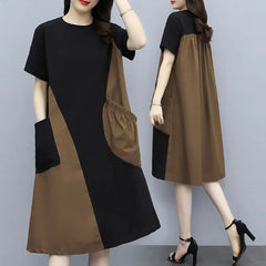 Stitching women's dress mid-length