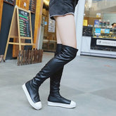 White Toe PU Over The Knee Sock Boots