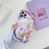 Marble Pearl Love Heart Bracelet Phone Case For iPhone Colorful