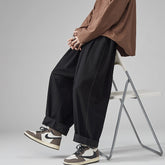 Men Pants Oversize Cotton Trousers Solid Color Fashion Men Jogging Pants Korean Vintage