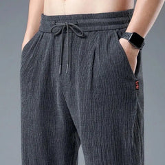 Ice Silk Linen Man Pants Casual Sweatpants Male Quick-dry Sport Ankle-length Harem trousers