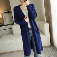 cardigans for Autumn and Winter Casual Long Knitted Cardigan women sweater coat V-Neck Cardigans