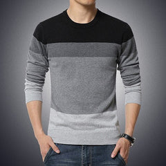Sweater Pullover Striped Knitted Men Korean Casual Plain Jumper Clothes