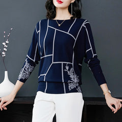 YISU Fashion Geometry Print Sweater Long Sleeve Jumpers Knitwear Autumn winter Pullovers