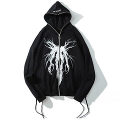 Hoodie Men Graphic Print Zipper Casual Streetwear