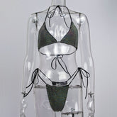 Sunshliky Diamond Swimsuit Bikini Set Low Waist Mujer