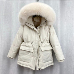 2023 Women's Thick Warm Cotton Padded Fur Jacket with Big Fur Collar Stylish for Winter