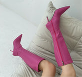 PU Pointed Toe Knee High Boots