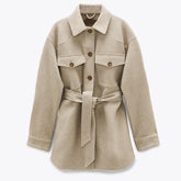 Beige Belted Coat