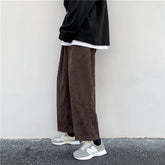 Solid Corduroy Straight Trousers Male Loose