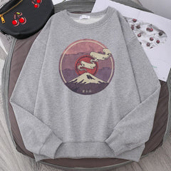 Men Sweatshirts Mount Fuji Japan Style Fashion Fleece Warm Harajuku Casual