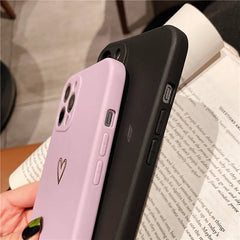 Candy Color Love Heart Pattern Phone Case For iPhone Soft Silicon Cover