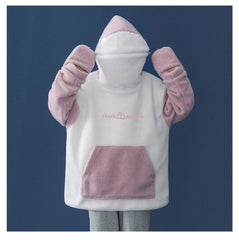 Hoodie Streetwear Women Loose Lambswool Printed shark