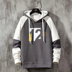 Korean Style Men Hoodie: Trendy Print Pullover for Spring Autumn Streetwear