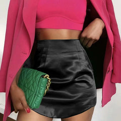 Satin High Waist Mini Skirt
