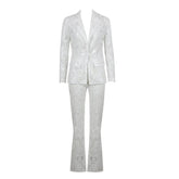 Hillary Lace Sequined Blazer Pants Set
