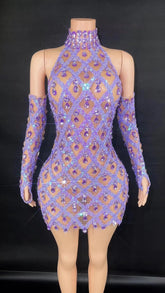 Hillary Rhinestones Mesh Dress