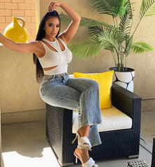 I Love Me Some Denim Pants Set