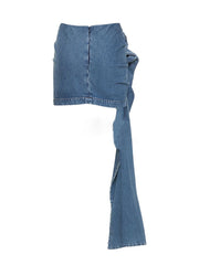 Irregular Floral Denim Skirt