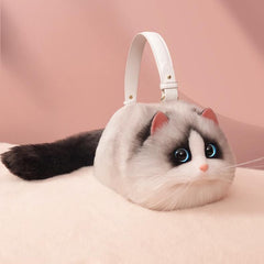 Cat Shaped Realistic Puffy Purse Handbag