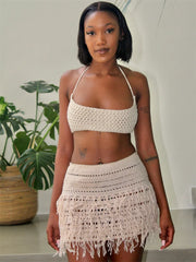 Kenia Knit Tassel Skirt Set