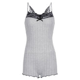 Lace Butterfly Knit Short Romper