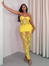Lacey Yellow Mesh Pants Set