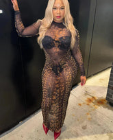 Lena Leopard Mesh Dress