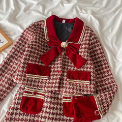 London Tweed Plaid Skirt Set