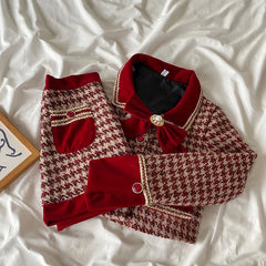 London Tweed Plaid Skirt Set