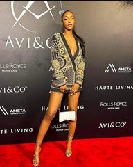 Luxurious Metallic Beaded Blazer/Dress