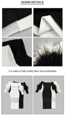 Luxury Feather Bandage Midi Dress