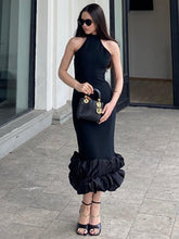 Maddie Ruffle Bandage Dress- Black