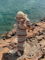 Martha Striped Crochet Knit Dress