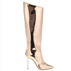 Metallic Mirror Knee Boots