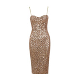 Miss Golden Sequins Midi Dress