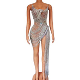 Ms. Bling Fringe Mesh Dress