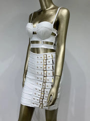 Multi Buttons Skirt Set