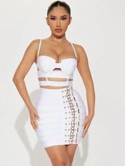 Multi Buttons Skirt Set