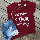 Not Today Satan V-Neck T-Shirt