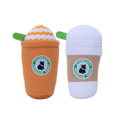 Dog Plush Squeaky Toys Coffee Cup