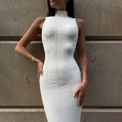 High Neck Sleeveless Bodycon Dress