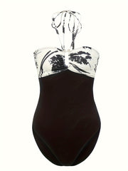 One-Piece Halter Neck Slimming Conservative Swimsuit