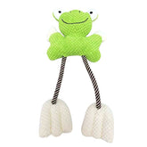 Pet Dog Plush Squeaky Toys Rope Frog